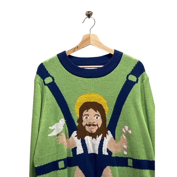 Tipsy Elves Mens Sweet Baby Jesus Sweater Green Size XL - Picture 6 of 14